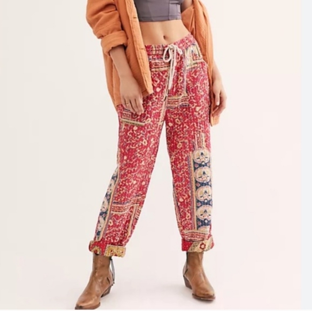 Free People Road Again Stitched Floral Pants Size S